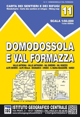 Carta n. 11 Domodossola e Val Formazza 1:50.000. Carta dei sentieri e dei rifugi edito da Ist. Geografico Centrale