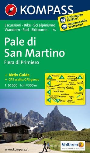 Carta escursionistica n. 76. Pale di San Martino. Adatto a GPS. Digital map. DVD-ROM edito da Kompass