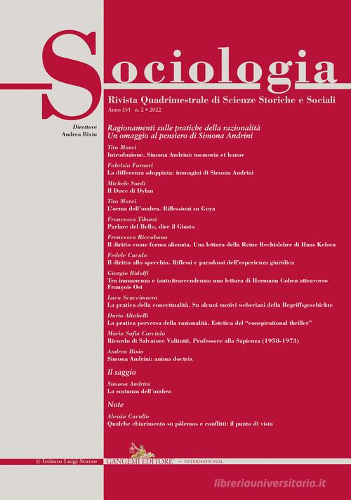 Sociologia. Rivista quadrimestrale di scienze storiche e sociali (2022) vol. 2 edito da Gangemi Editore
