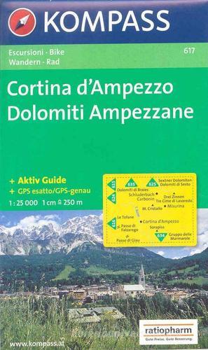 Carta escursionistica n. 617. Trentino, Veneto. Cortina d'Ampezzo, Dolomiti ampezzane 1:25000. Adatto a GPS. Digital map. DVD-ROM edito da Kompass
