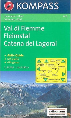 Carta escursionistica n. 618. Trentino, Veneto. Val di Fiemme, Catena di Lagorai 1:25000. Adatto a GPS. Digital map. DVD-ROM edito da Kompass