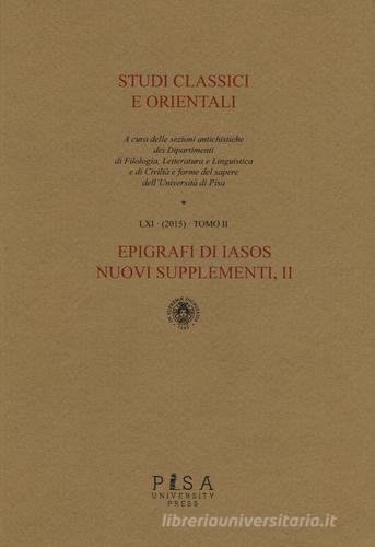 Studi classici e orientali (2015) vol.61.2 edito da Pisa University Press