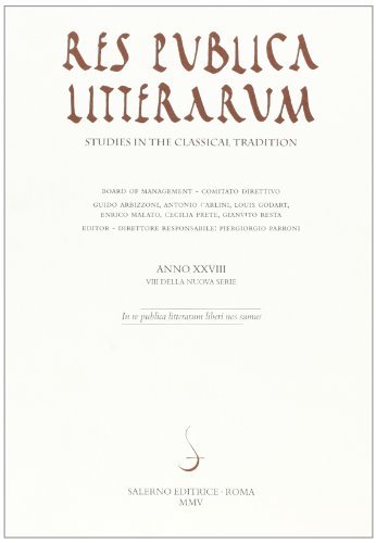 Res publica litterarum. Studies in the classical tradition vol.28 edito da Salerno