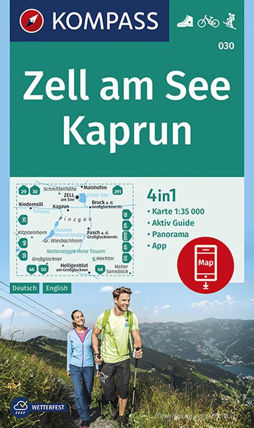 Carta escursionistica n. 030. Zell am See, Kaprun 1:35.000. Ediz. tedesca e inglese edito da Kompass