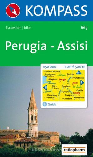 Carta escursionistica n. 663. Toscana, Umbria, Abruzzi. Perugia, Assisi 1:50.000 edito da Kompass