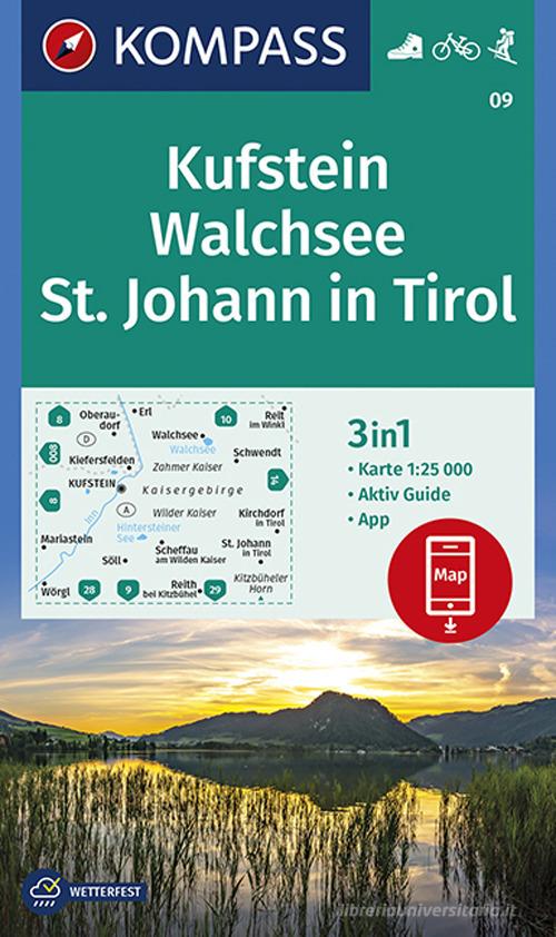 Carta escursionistica n. 09. Kufstein, St. Johann in Tirol 1:25.000 edito da Kompass
