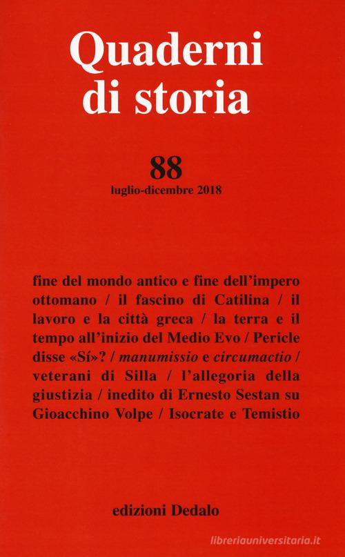 Quaderni di storia (2018) vol.88 edito da edizioni Dedalo