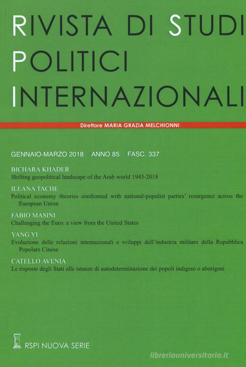 Rivista di studi politici internazionali (2018) vol.1 edito da Studium