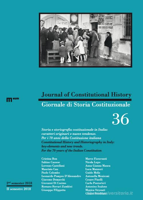 Giornale di storia Costituzionale-Journal of Constitutional history (2018). Ediz. multilingue vol.36 edito da eum
