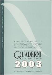 Quaderni del dottorato 2003 edito da Giappichelli
