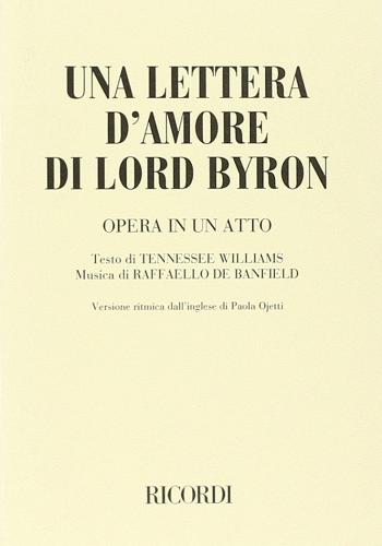 Una lettera d'amore di Lord Byron e altri drammi brevi di Tennessee Williams edito da Casa Ricordi