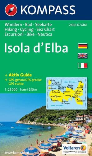 Carta escursionistica n. 2468. Isola d'Elba 1:25.000. Ediz. multilingue edito da Kompass