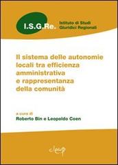 Il sistema delle autonomie locali tra efficienza amministrativa e rappresentanza della comunità edito da CLEUP