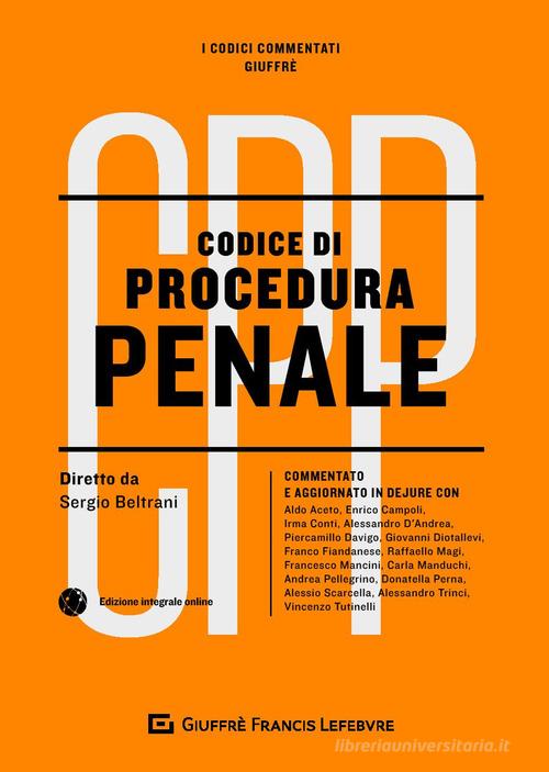 Codice di procedura penale commentato edito da Giuffrè