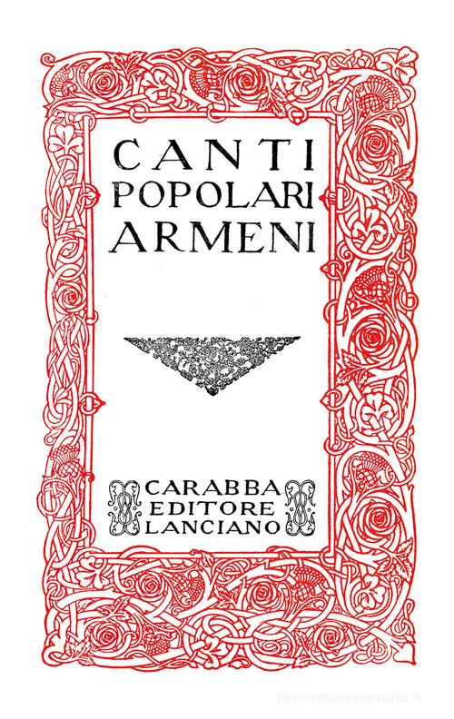 Canti popolari armeni edito da Carabba