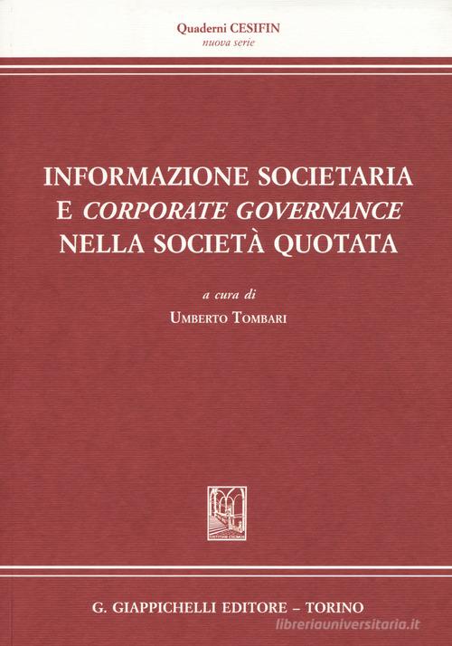 Informazione societaria e corporate governance nella società quotata edito da Giappichelli