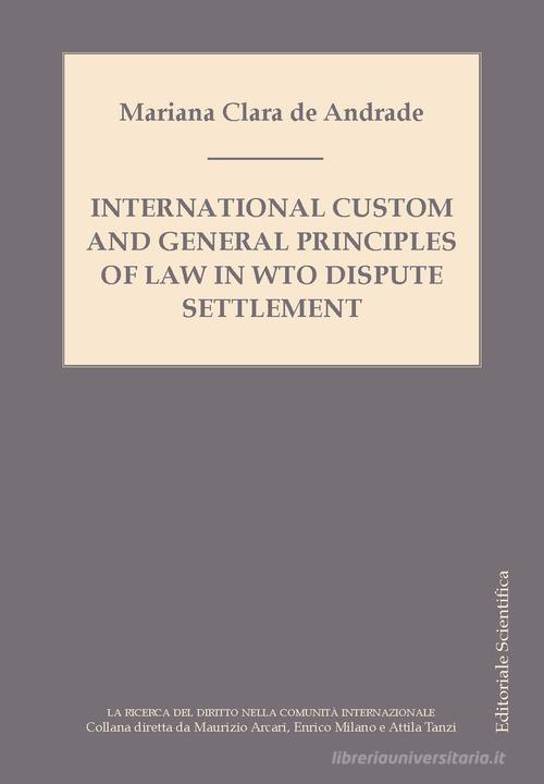 International custom and general principles of law in WTO disputes settlement di Mariana Clara de Andrade edito da Editoriale Scientifica