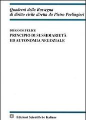 Principio di sussidarietà ed autonomia negoziale di Diego De Felice edito da Edizioni Scientifiche Italiane