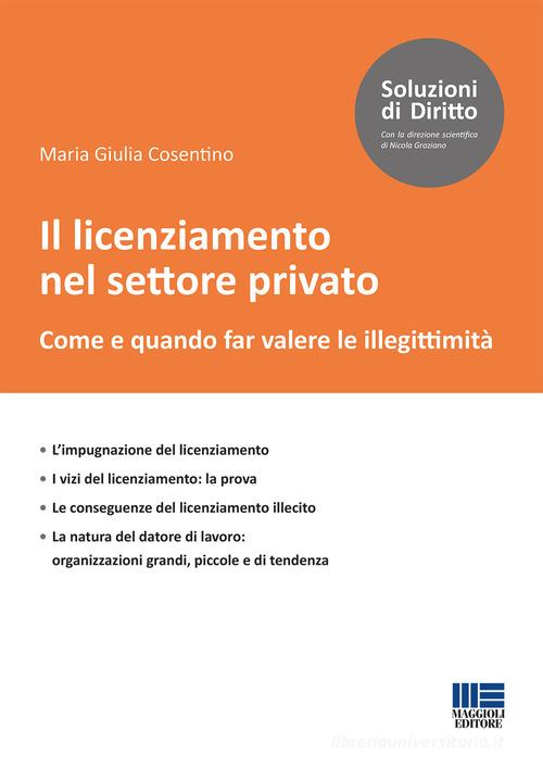 Il licenziamento nel settore privato di Maria Giulia Cosentino edito da Maggioli Editore