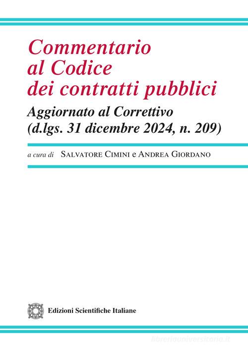 Commentario al codice dei contratti pubblici edito da Edizioni Scientifiche Italiane