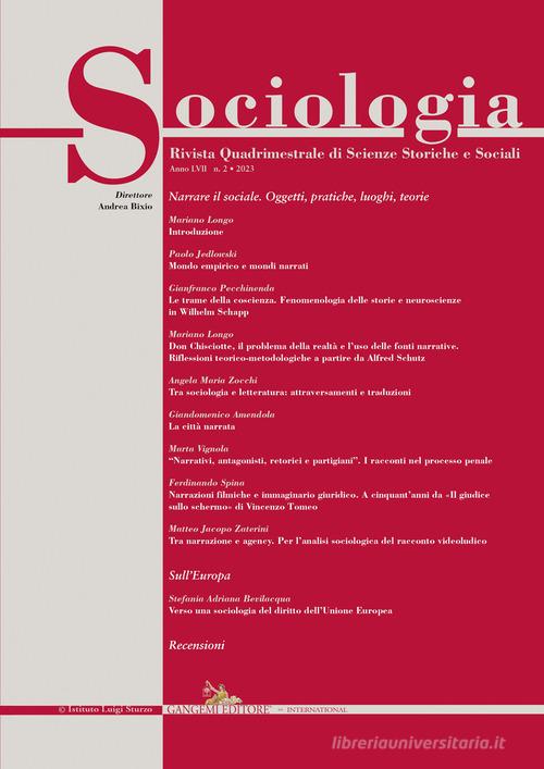 Sociologia. Rivista quadrimestrale di scienze storiche e sociali (2023) vol. 2 edito da Gangemi Editore
