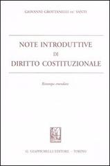 Note introduttive di diritto costituzionale di Giovanni Grottanelli de' Santi edito da Giappichelli