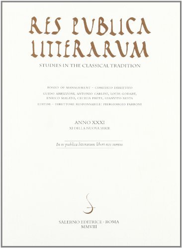 Res publica litterarum. Studies in the classical tradition (2008) vol.31 edito da Salerno
