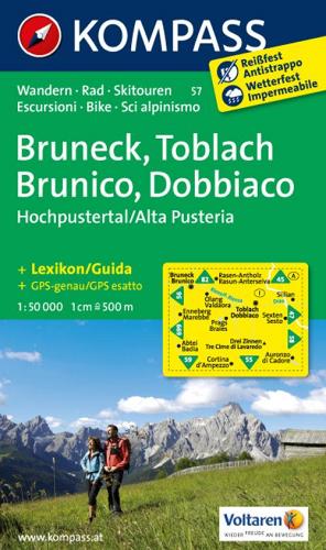 Carta escursionistica n. 57. Brunico, Dobbiaco, Alta Val Pusteria-Bru neck, Toblach, Hochpustertal. Adatto a GPS. Digital map. DVD-ROM edito da Kompass