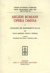 Aegidii Romani opera omnia vol.1 di Egidio Romano edito da Olschki