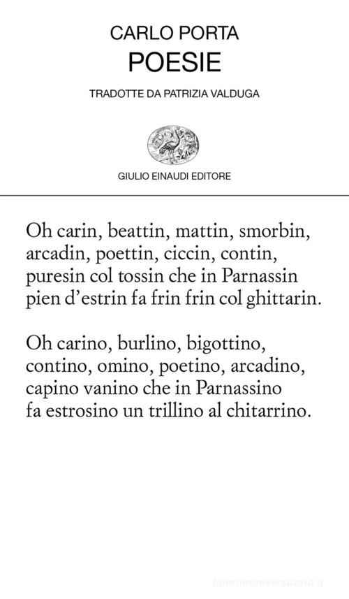 Poesie. Testo italiano e milanese di Carlo Porta edito da Einaudi