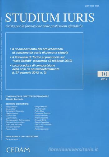 Studium iuris. Rivista per la formazione nelle professioni giuridiche (2012) vol.10 edito da CEDAM