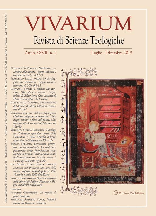 Vivarium. Rivista di scienze teologiche (2019) vol.2 edito da Pubblisfera
