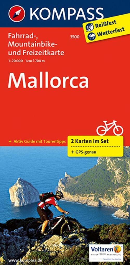 Cartina ciclistica n. 3500 Mallorca. Set di 2 cartine. Ediz. multilingue edito da Kompass