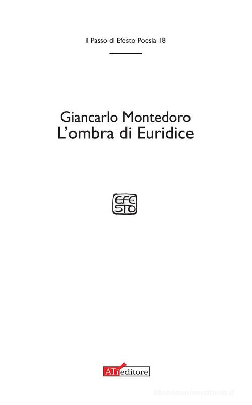 L' ombra di Euridice di Giancarlo Montedoro edito da ATì Editore