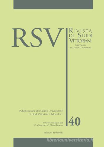 RSV. Rivista di studi vittoriani vol.40 edito da Solfanelli