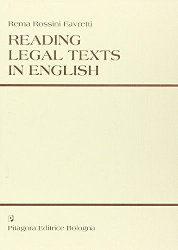 Reading legal texts in english di Rema Rossini Favretti edito da Pitagora