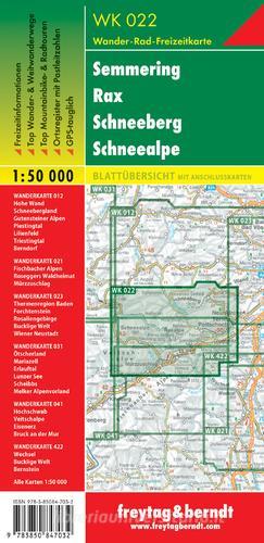 Semmering, Rax, Schneeberg, Schneealpe 1:50.000 edito da Freytag & Berndt