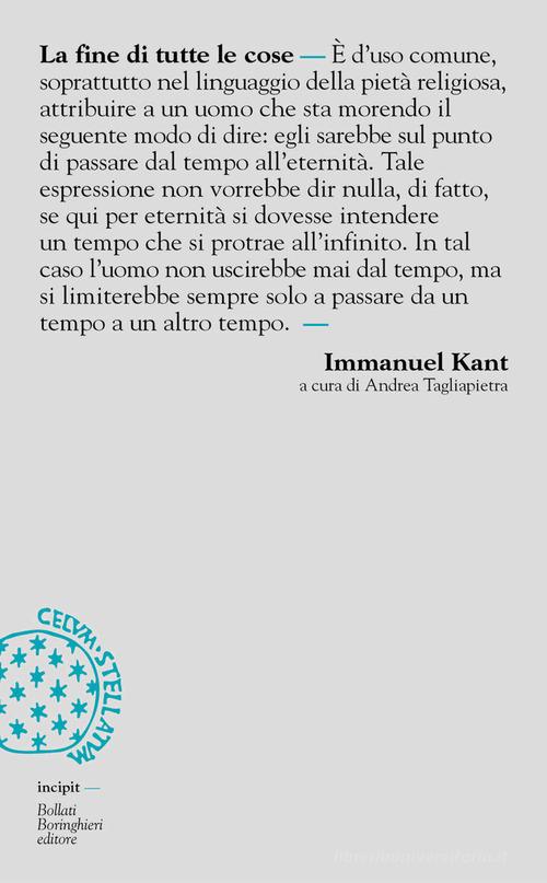 La fine di tutte le cose di Immanuel Kant edito da Bollati Boringhieri
