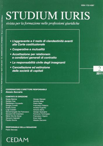 Studium iuris. Rivista per la formazione nelle professioni giuridiche (2011) vol.2 edito da CEDAM