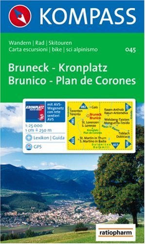 Carta escursionistica n. 045. Brunico. Plan de Corones 1:25.000 edito da Kompass