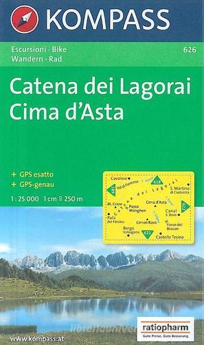 Carta escursionistica n. 626. Trentino, Veneto. Catena dei Lagorai, Cima d'Asta 1:25.000. Adatto a GPS. Digital map. DVD-ROM edito da Kompass