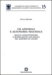 Usi aziendali e autonomia negoziale di Giulio Quadri edito da Edizioni Scientifiche Italiane