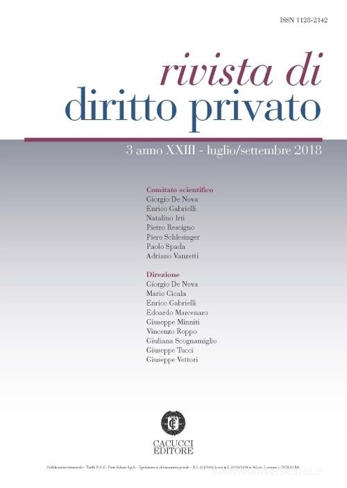 Rivista di diritto privato (2018) vol.3 edito da Cacucci