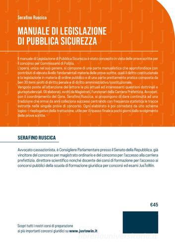 Manuale della legislazione di pubblica sicurezza di Serafino Ruscica edito da JusToWin Edizioni Giuridiche