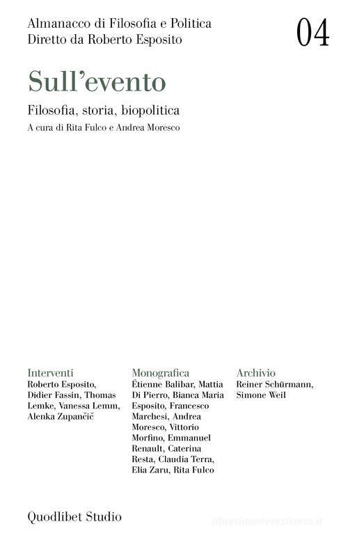 Almanacco di filosofia e politica vol.4 edito da Quodlibet