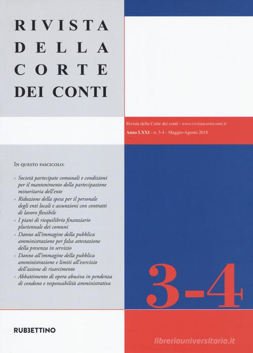 Rivista della corte dei conti (2018) vol.3-4 edito da Rubbettino