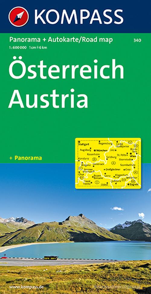 Carta stradale e panoramica n. 340. Austria-Osterreich 1:50.000. Ediz. bilingue edito da Kompass