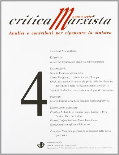 Critica marxista (2012) vol.4 edito da edizioni Dedalo