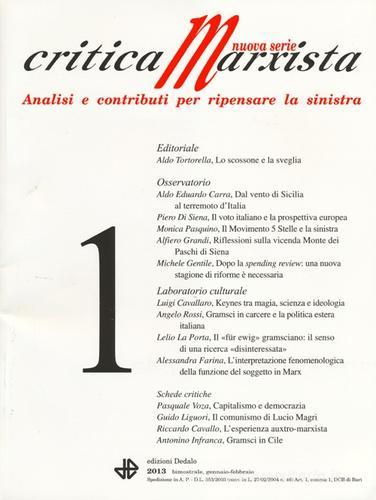 Critica marxista (2013) vol.1 edito da edizioni Dedalo