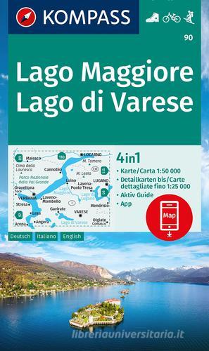 Cartina escursionistica n. 90 Lago Maggiore, Lago di Varese edito da Kompass